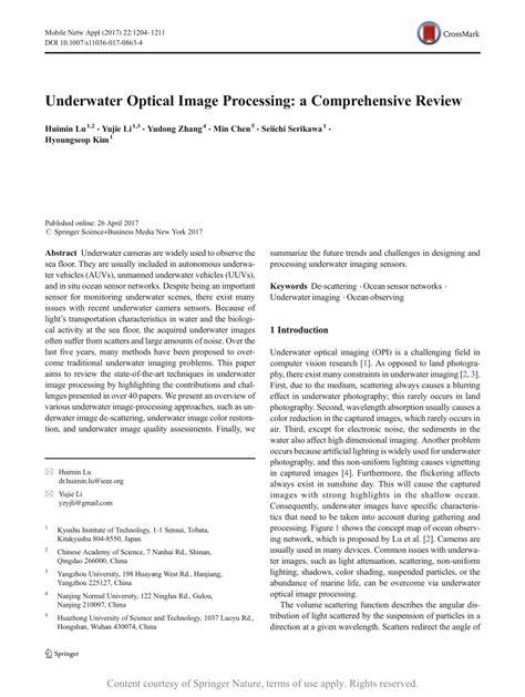 Underwater Optical Image Processing: A Comprehensive - raincitystudios.com