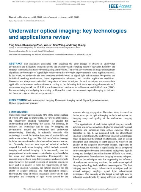 Underwater Optical Imaging: Key Technologies and Applications Review - raincitystudios.com