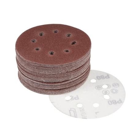 Unique Bargains 50pcs Sanding Discs 5 Inch 8 Hole 80 Grit Hook and Loop ... - balustradellc
