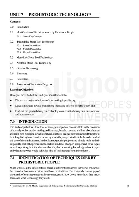 UNIT 7 PREHISTORIC TECHNOLOGY* - eGyanKosh - wintechmobiles.com