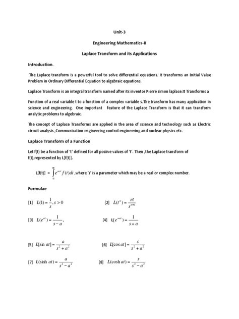 Unit-3 Engineering Mathematics-II Laplace Transform and its ... - wintechmobiles.com