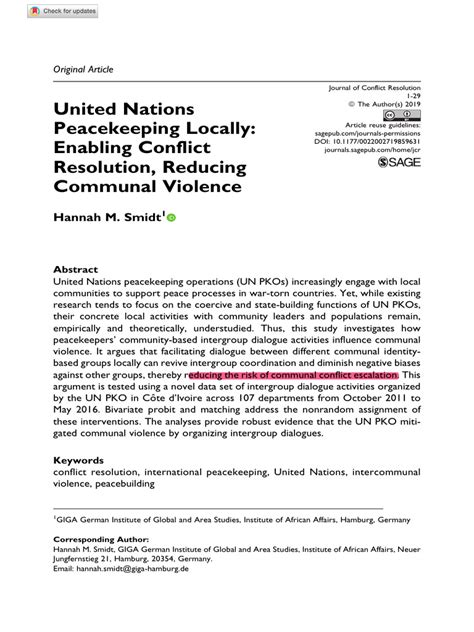 United Nations Peacekeeping Locally: Enabling Conflict … - balustradellc