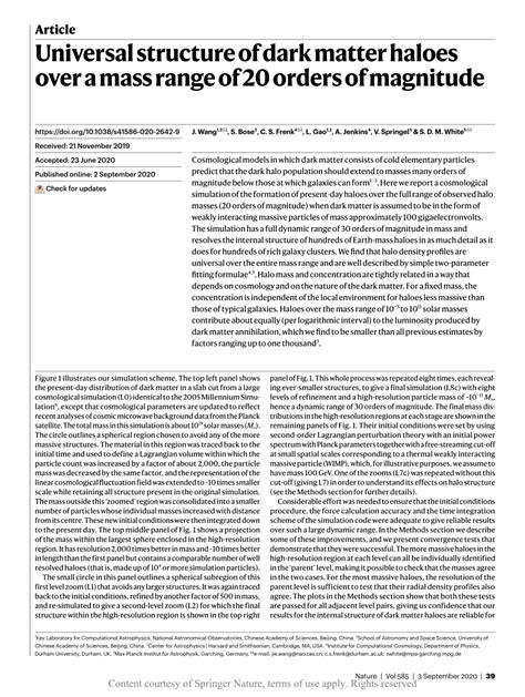 Universal structure of dark matter haloes over a mass range of 20 ... - muktibox.com
