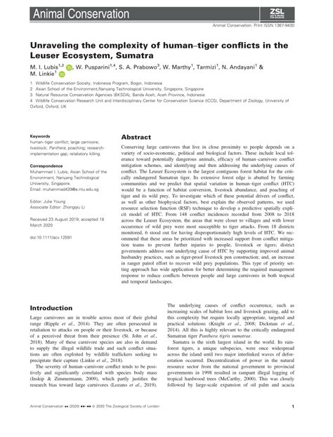 Unraveling the complexity of human tiger conflicts in the Leuser ... - wintechmobiles.com