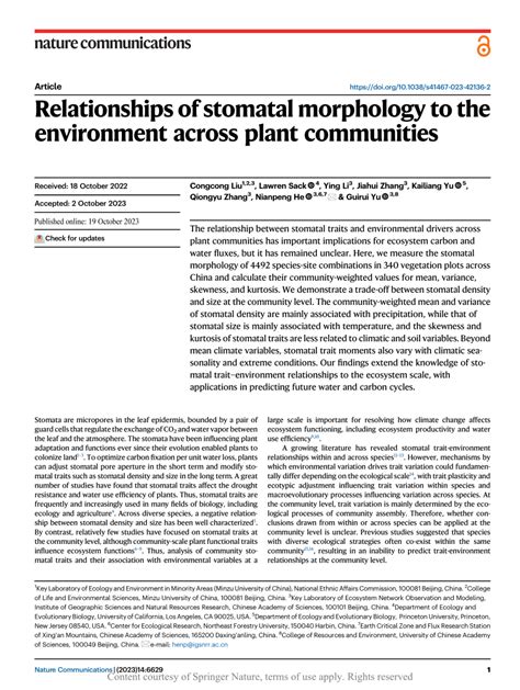 Unravelling the Stomatal Phenotype‒Function Relationships in Urban ... - raincitystudios.com