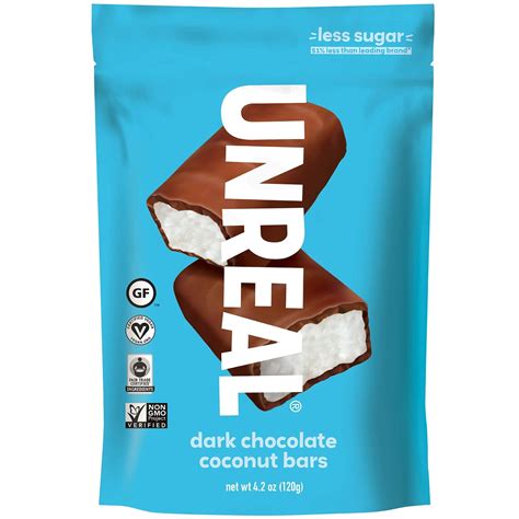 UNREAL Dark Chocolate Coconut Bars 3g Sugar, Certified Vegan, Gluten …