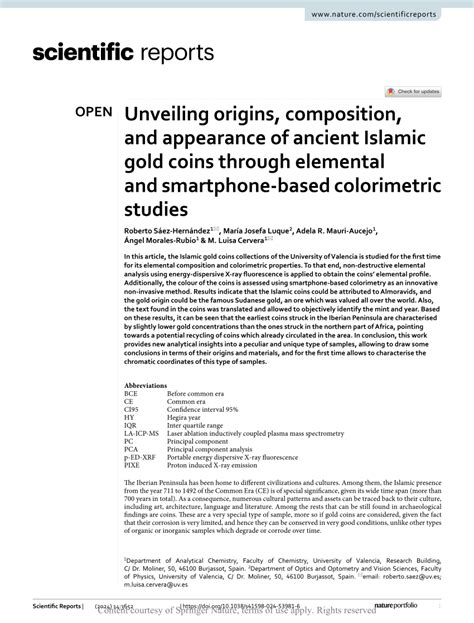 Unveiling origins, composition, and appearance of ancient Islamic gold ... - balustradellc