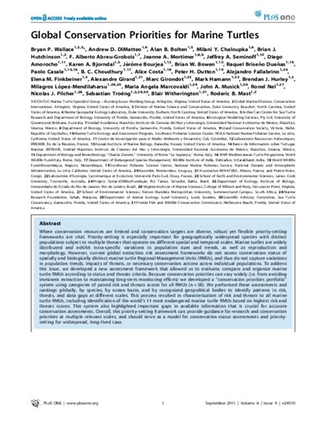 Updated Global Conservation Status and Priorities for Marine Turtles - muktibox.com