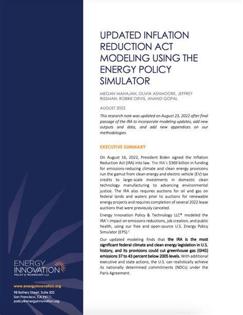 UPDATED INFLATION REDUCTION ACT MODELING USING THE …