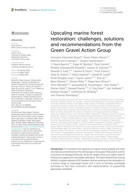 Upscaling marine forest restoration: challenges, … - raincitystudios.com