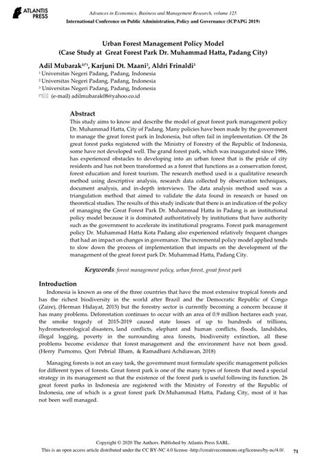Urban Forest Management Policy Model (Case Study at Great Forest Park ... - raincitystudios.com