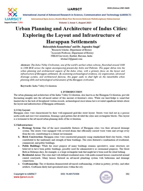 Urban Planning and Architecture of Indus Cities: Exploring ... - IJARSCT - wintechmobiles.com