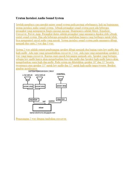 Urutan Instalasi Sound Sistem 2 Way dan 3 Way - balustradellc