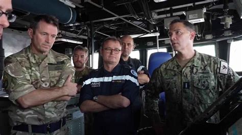 US, British and French naval chiefs in Mideast transit Strait of Hormuz together in rare, joint show of force to Iran