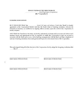 USA Directors Resolution to Designate Bank Legal Forms and Business
