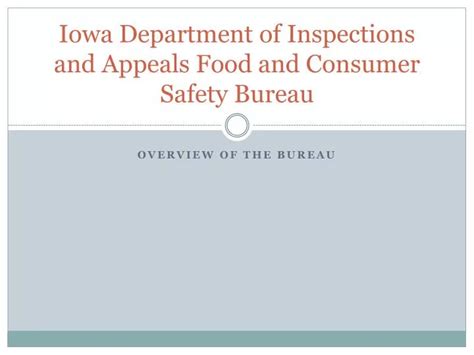 USA Food Safety / Iowa Department of Inspections & Appeals DIA