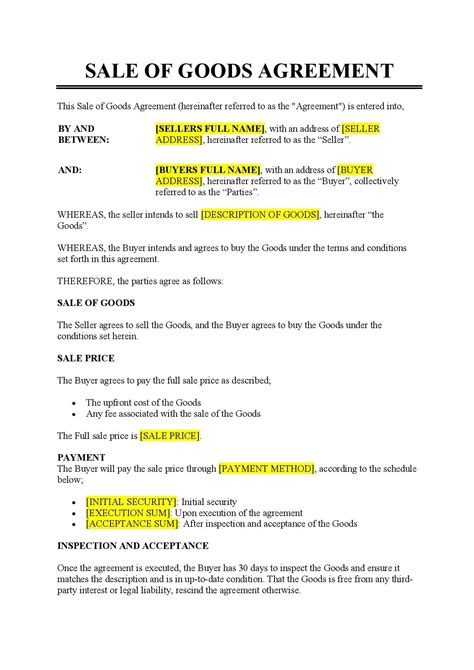 USA Sale of Goods Contract Legal Forms and Business Templates