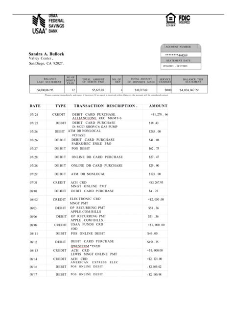 USAA Bank Statement PDF