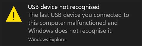USB Device Not Recognized Keeps Popping Up In Windows 10