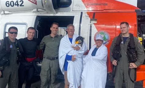 USCG rescues couple and dog stranded 90 miles off a Florida beach