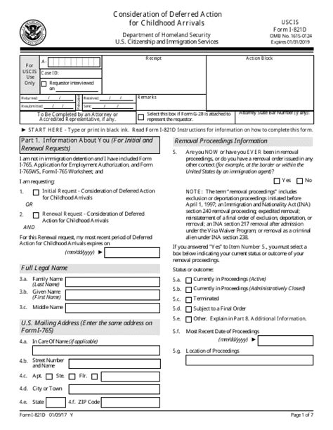 USCIS Form I821D Download Fillable PDF or Fill Online Consideration of