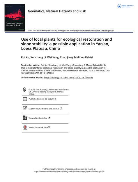 Use of local plants for ecological restoration and slope … - raincitystudios.com
