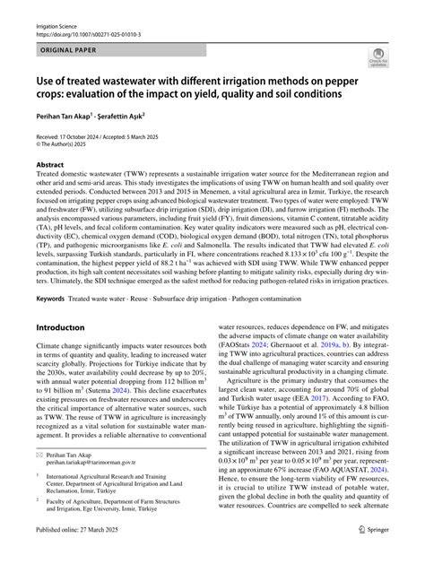 Use of treated wastewater with different irrigation methods on pepper ... - raincitystudios.com