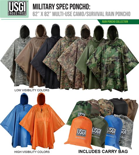 USGI Industries Military Spec Rain Poncho - Emergency Tent, Shelter, M - balustradellc
