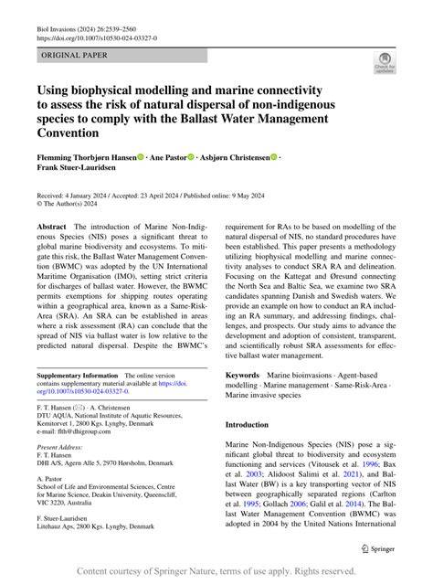 Using Biophysical modelling and marine connectivity to assess the risk ... - raincitystudios.com