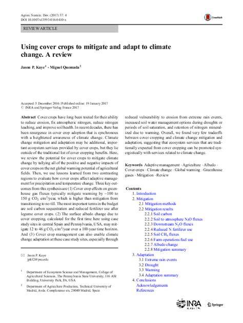 Using cover crops to mitigate and adapt to climate change. A review ... - raincitystudios.com