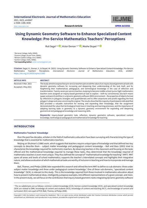 Using Dynamic Geometry Software to Enhance Specialized Content ... - wintechmobiles.com