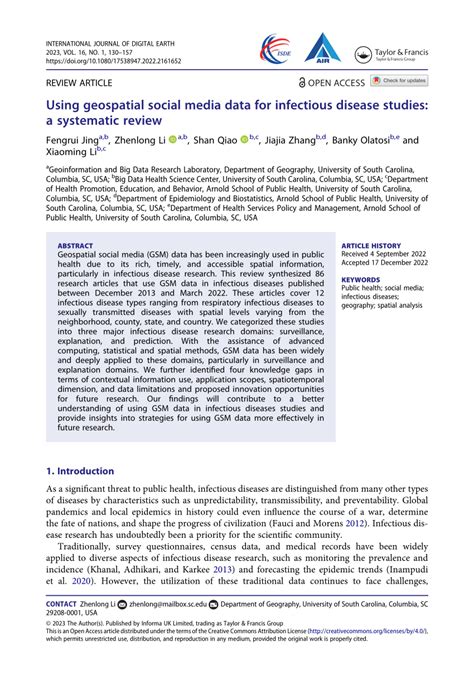 Using geospatial social media data for infectious disease studies: a ... - wintechmobiles.com