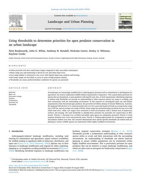 Using thresholds to determine priorities for apex predator conservation ... - raincitystudios.com