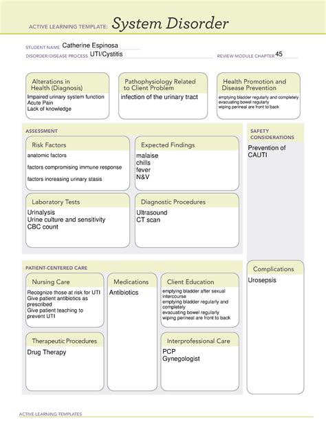 UTICystitis System Disorder ACTIVE LEARNING TEMPLATES System