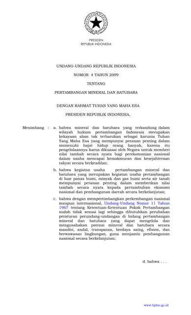 UU No. 4 Tahun 2009 - JDIH BPK RI - balustradellc