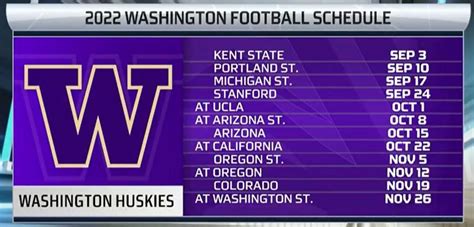 UW Schedule for 2024 - UW Dawg Pound