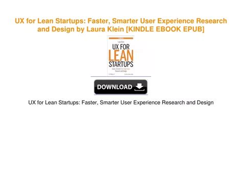 Read Ux For Lean Startups Faster Smarter User Experience Research And Design By Laura Klein