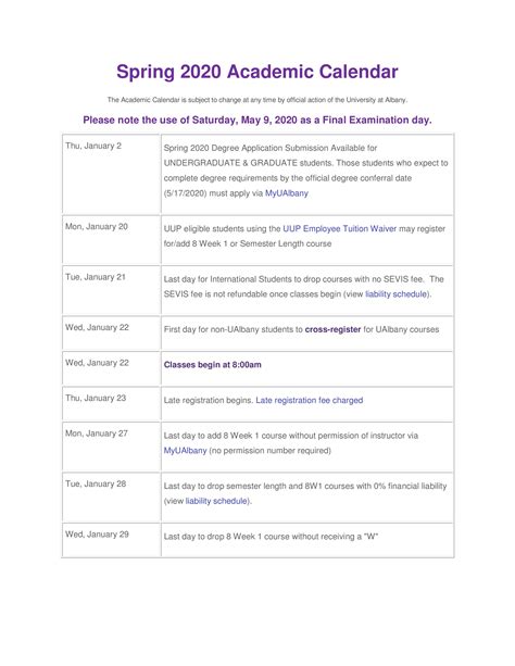 Ualbany Spring 2023 Calendar Customize and Print
