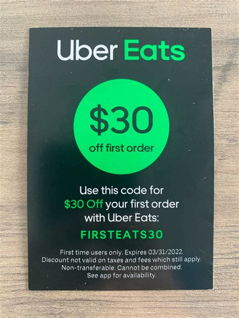 Uber eats 30 off. Here’s my Uber eats code: Get $20 off your first Uber Eats order of $25 or more. Terms apply. Use my code at checkout: eats-4zir4ir9cx ... I was paying with Uber gift cards acquired 20% to 30% off (e.g., Amazon deal using 1 MR point). On top of that, Citi was offering quite a few "$10 off $25" deals last year, which I used across several ... 
