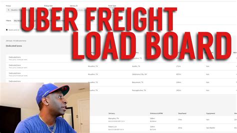 Uber freight load board. Carriers sign in through the Uber Freight web portal with their email and password that they previously created for the Uber Freight app. How do I search for loads in the web portal? ... How do I see the status of a load? Go to My Loads to check the status of each load on the load details page. For dispatchers with the app in fleet mode, push ... 