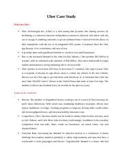 Uber strategy case study.  (Uber) is a tech startup that provides ride shar...