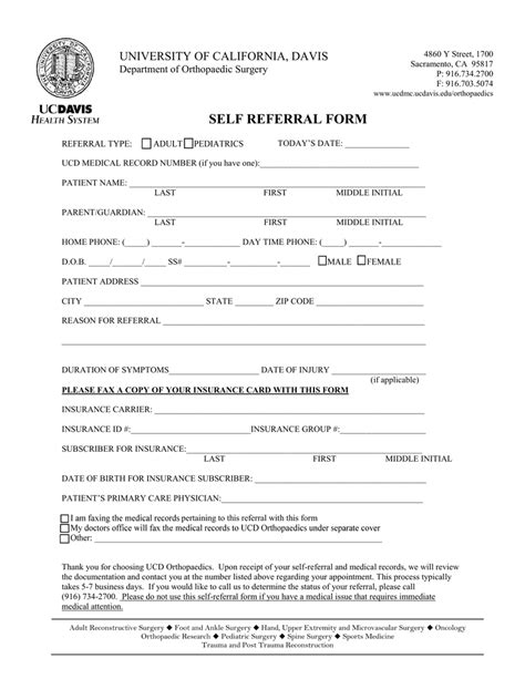  Please complete this form and submit your referral by clicking the "Submit referral form" button below. You can also print the completed form and submit it via fax to 916-703-6048 or email to hs-referralcenter@ucdavis.edu . If you need technical assistance, please email Health Information Management . . 