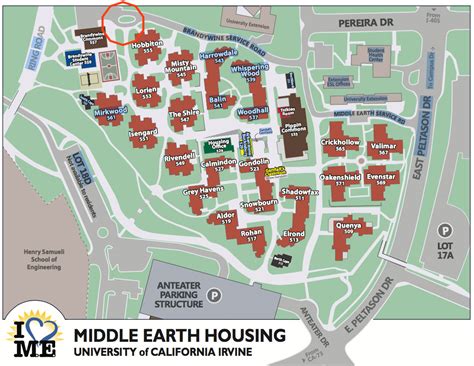 Uci middle earth map. UC Irvine offers a number of ways to help parents stay ... (MAILBOX #) Arroyo Dr. Irvine, CA 92617. Middle Earth (RESIDENT NAME) Middle Earth Housing (BLDG #) E. Peltason Dr. (ROOM #) ... 2023-24 Housing Process. Health & Safety. Payment Information. Housing Rates. Contract Cancellation. Maps & Parking. Dining Options. Off-Campus Housing ... 