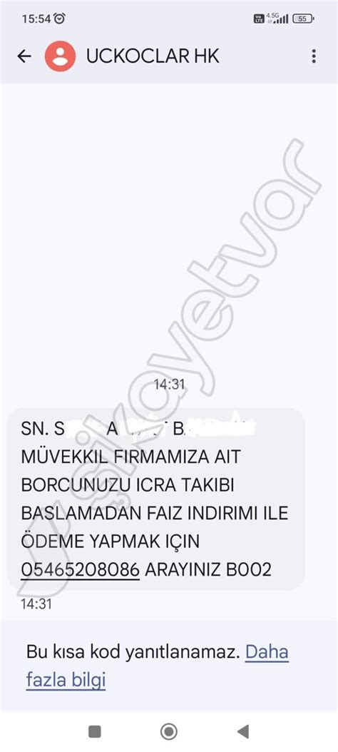 Uckoclar Hk (SMS) Yanlış İcra Takibi Ve Kişisel Veri Şikayetvar.
