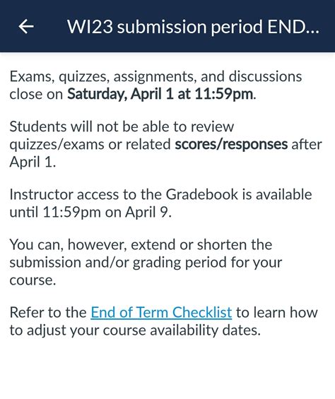 Grades are due the Thursday after your last day of class. See t