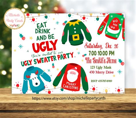 Ugly Sweater Party Invitation Template - Etsy UK