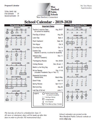 Uhart Academic Calendar