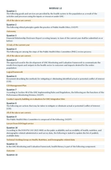 Uhc module 12 answer key.  Healthy community, workplace, school Under th...