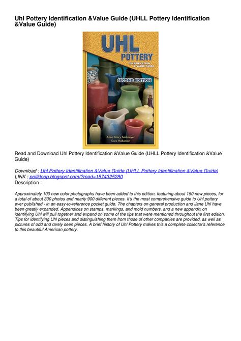 Uhl pottery identification and value guide uhll pottery identification and value guide. - Textbook of family approach in extension programme management.
