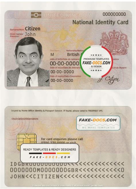 Uk Id Card Psd Template Fake Docs Com